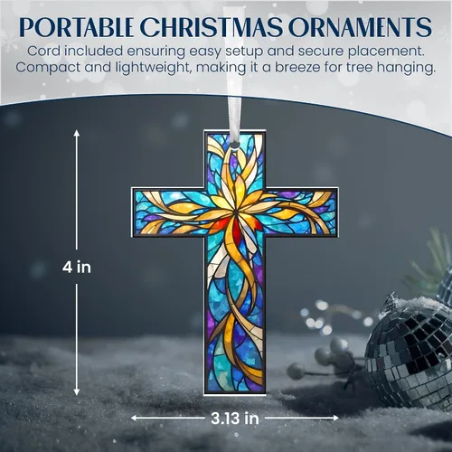 Miniatura 5 de FLAGWIX Regalos Cristianos de Navidad para Mujeres Fe - Adornos Acrílicos 2025 para Decoraciones de Árbol - Adorno de Cruz de Navidad, Regalos