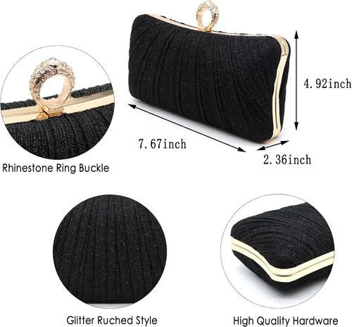 Miniatura 2 de Bolso de noche para mujer, bolso de noche plisado para novia, boda, fiesta, bolso de hombro