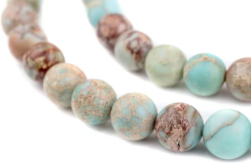 Miniatura 153 de The Bead Chest Cuentas de Jade Blanco Mate Redondas (8mm): Piedra Preciosa Orgánica Redonda Esférica de Energía con Poder de Sanación para Hacer
