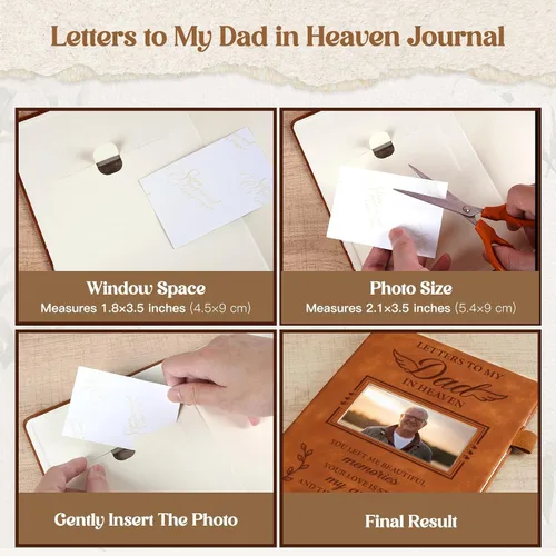 Miniatura 6 de Regalos conmemorativos para la pérdida de papá, diario de duelo con inserto de fotos, cartas a mi padre en el cielo, regalo de condolencia