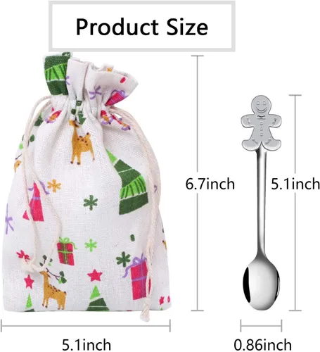 Miniatura 2 de Aneco Juego de 12 mini cucharas navideñas de acero inoxidable para café, té, sopa de azúcar, postre condimento, helado