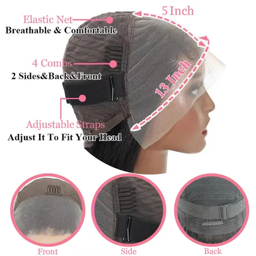 Miniatura 3 de Holiden Pelucas de cabello humano ondulado con encaje frontal, prearrancado, 100 % cabello humano real, densidad 250, 13 x 5, pelucas frontales