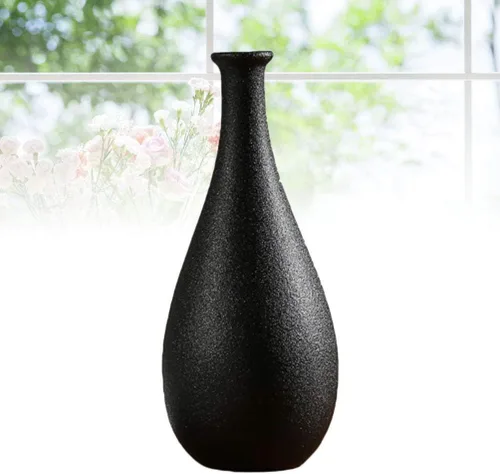 Miniatura 9 de ARTIBETTER Jarrón de cerámica negro de 7.87 x 3.34 pulgadas, simple jarrón decorativo para el hogar, oficina, escritorio, arreglos florales