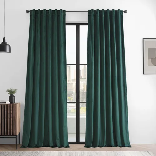 Miniatura 13 de HPD Half Price Drapes Cortinas Básicas de Terciopelo Deluxe para Oscurecer Habitaciones con Bolsillo para Varilla - Juego de 2 Paneles - Cortinas