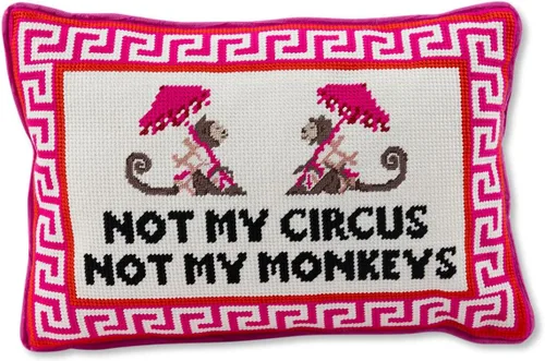 FURBISH Needlepoint Almohada Decorativa Throw - Not My Circus Not My Monkeys, Pequeña Almohada de Acento Bordada para Cama, Silla, Sofá, Sillón, No