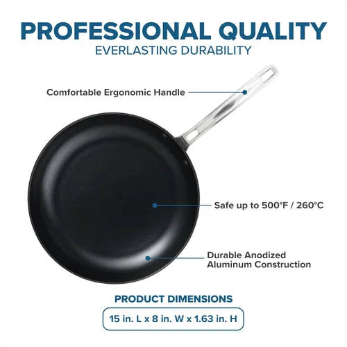 Miniatura 4 de Viking Sartén antiadherente, utensilios de cocina anodizados duros de 8 pulgadas, gris