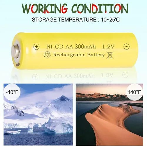 Miniatura 2 de Baterías recargables de 1.2 voltios AA 300mAh NI-CD para luces decorativas solares al aire libre, luces de velas, 8 paquetes