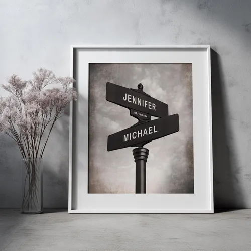 Miniatura 2 de Impresión personalizada para parejas y familias – Regalo de boda, aniversario o nueva casa – Nombres y fecha personalizados – Arte de pared elegante