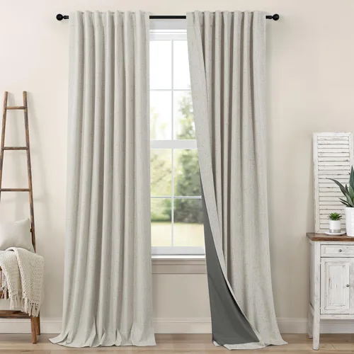 Miniatura 67 de Pitalk Cortinas cortas 100% opacas de lino para cafetería, 40 pulgadas de largo, 2 paneles, cortinas de puerta francesa para ventana, cortina
