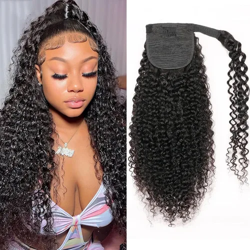Miniatura 12 de Extensiones de cabello humano real rizado con clip, para mujeres negras, extensiones de cabello humano rizado brasileño 3C 4A, 10 piezas con 21