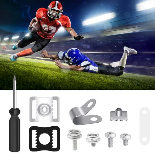 Miniatura 7 de Football Helmet Repair Kit, Hockey Helmet Replacement Parts, Visor J Clips Rubber Gasket Screw Nuts with 1 Pcs Srewdriver, Chin Strap Adapter for
