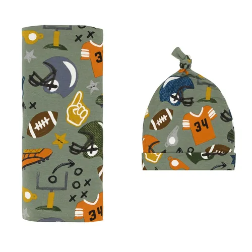 Miniatura 13 de Little Sleepies Juego de manta para envolver y sombrero, pañales para bebés recién nacidos, viscosa suave de bambú (plátanos)