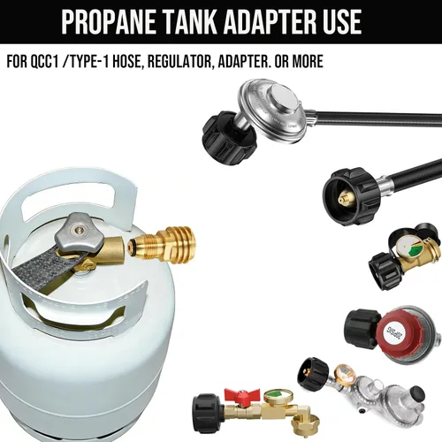 Miniatura 4 de BeeGo Adaptador de tanque de propano POL a QCC1/tipo 1, antiguo a nuevo, adaptador de tanque de propano que convierte la válvula de servicio