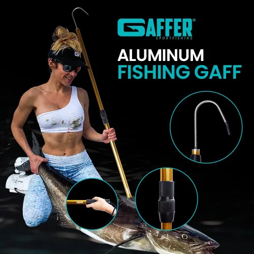 Miniatura 2 de GAFFER SPORTFISHING Gancho extensible de aluminio para peces con soporte de gancho de lanza de pesca de acero inoxidable afilado