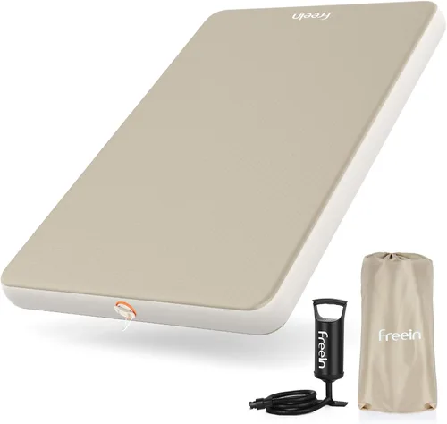 Freein Colchoneta de dormir de 4 pulgadas, colchón inflable con soporte firme de 7 PSI, tienda portátil de inflado rápido y cama de campamento para