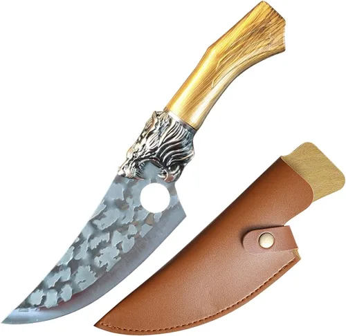 Cuchillo de carnicero de carne, cuchillo de caza de acero inoxidable serbio de cocina de 6 pulgadas, cuchillo de chef de pescado, fruta, verduras,