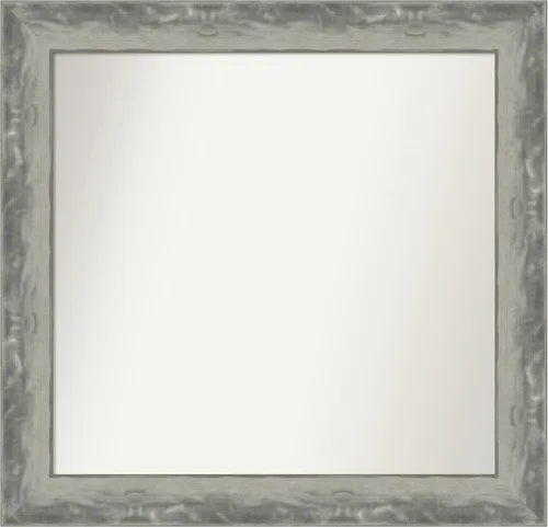 Miniatura 75 de Amanti Art Espejo de baño plateado para sobre el fregadero, 24 x 24 pulgadas, espejo cuadrado de peltre forjado a medida, marco de madera casual