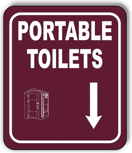 PORTABLE TOILETS DIRECTIONAL DOWNWARD ARROW TRAIL Aluminum Composite Outdoor Sign 15" x18"