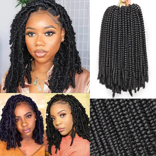 Miniatura 8 de Xtrend - Cabello trenzado de ganchillo con rizos de resorte, color rojo cobrizo, 12 pulgadas, para rizos de mariposa de imitación, extensiones