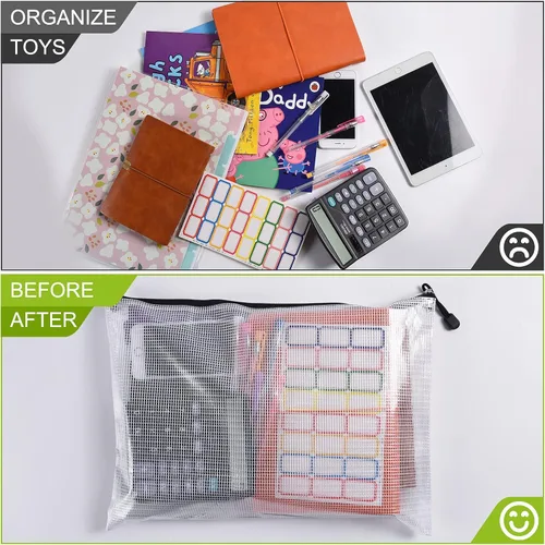 Miniatura 4 de Bolsa de malla con cremallera, 6 bolsas de malla de plástico impermeable con cremallera, bolsa de documentos de tamaño B4, bolsas extra grandes
