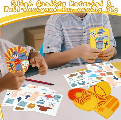 Miniatura 6 de Tenceur Kit de 36 piezas de armadura de Dios, calcomanías de Armadura de Dios, manualidades bíblicas para bricolaje, diversión religiosa de domingo