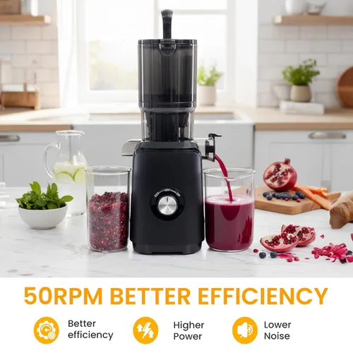 Miniatura 2 de HealSmart Exprimidor de prensa en frío, máquinas exprimidoras de masticación lenta con canal de alimentación ancho, se adapta a frutas y verduras