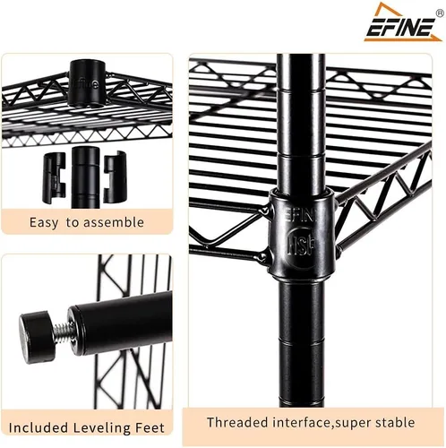 Miniatura 6 de EFINE - Estantería de 5 estantes con forros para estantes, ajustables, estantes de alambre de metal, capacidad de carga de 150 libras por estante