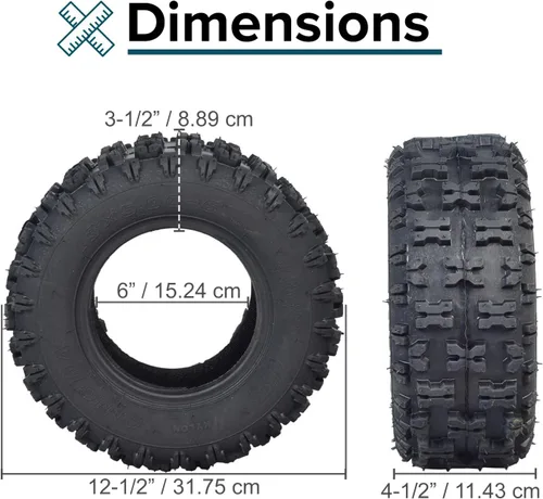 Miniatura 7 de AlveyTech Neumático para ATV, Go Kart y Dune Buggy de 13x5.00-6 con banda de rodadura Q129 (1)
