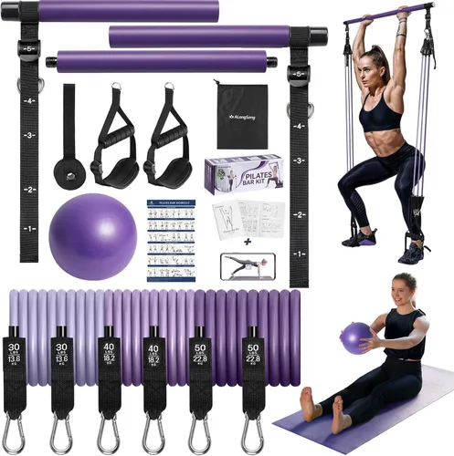Miniatura 9 de Upgraded Pilates Bar Kit with Resistance Bands Natural Latex for Women & Men, Heavy-Duty Stainless Steel Multifunctional Yoga Pilates Stick for Home