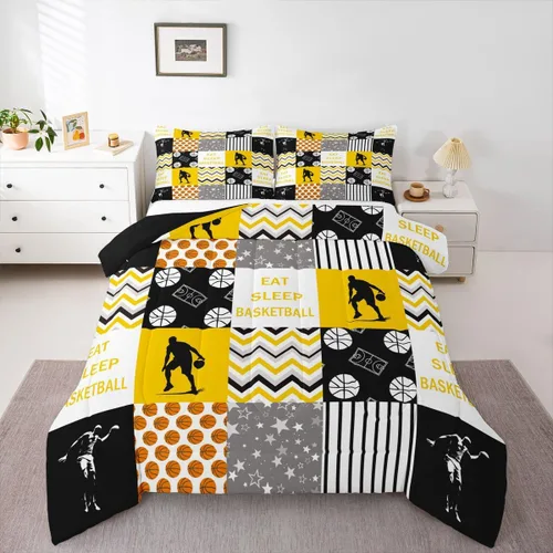 Miniatura 21 de Erosebridal Edredón de baloncesto para niños, juegos deportivos, inserción de edredón individual para niños, adolescentes y adultos, juego