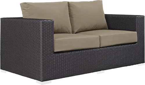 Miniatura 22 de Modway EEI-1911-EXP-ORA Convene - Muebles otomanos cuadrados de tela para patio, muebles de exterior, color naranja espresso Espresso Naranja