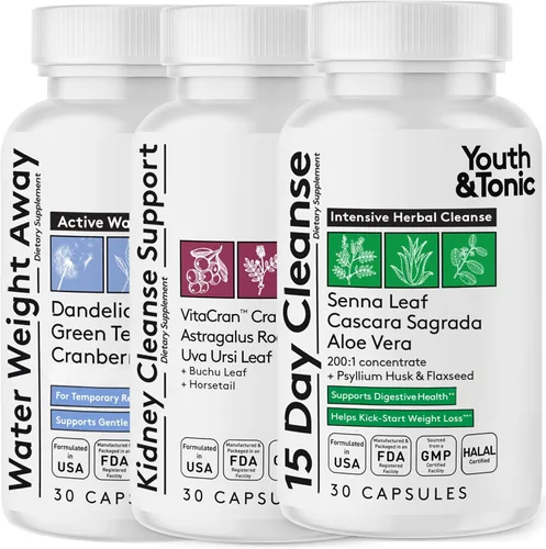 Youth & Tonic Apoyo completo de desintoxicación multiórgano: limpiador de colon y desintoxicación intestinal de 15 días, limpieza renal, equilibrio