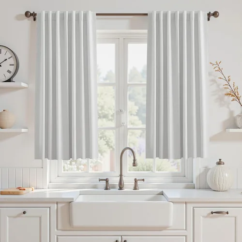Miniatura 14 de UHITECH Cortinas opacas de 35 pulgadas de largo para sala de estar, 2 paneles, cortina opaca corta para cocina para ventanas pequeñas, cortinas
