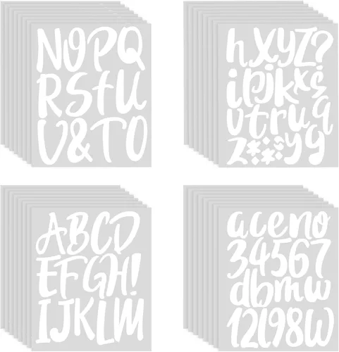 Miniatura 11 de Outus 576 piezas de 8 hojas de calcomanías autoadhesivas de vinilo, letras del alfabeto, números, buzones, calcomanías para decoración de aula