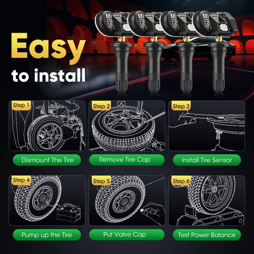 Miniatura 4 de Autel Juego de 4 sensores TPMS, sensor MX-2 en 1, 315 MHz + sensor programable universal TPMS de presión de 433 MHz, nivel OE 100% clonable por