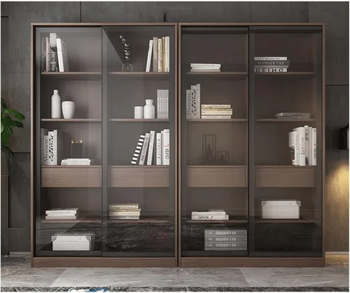 Miniatura 6 de moisture Estantería de piso a techo con puerta corrediza de vidrio, gabinete de almacenamiento adecuado para sala de estar, dormitorio, estudio