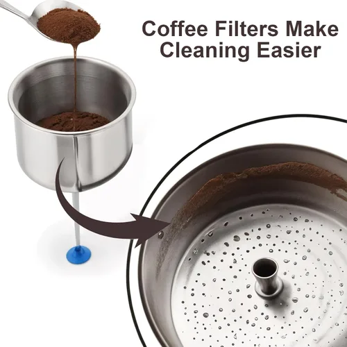 Miniatura 4 de 200 piezas de filtros de café en disco, filtros de café percolador natural de 3.5 pulgadas para cafetera percoladora y canasta de fondo plano
