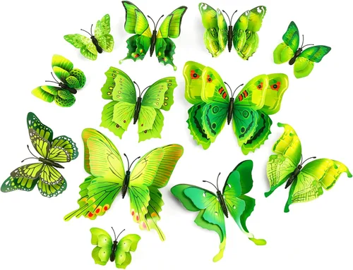 Miniatura 10 de SAOROPEB Decoración de pared de mariposa 3D, 24 piezas de decoraciones de mariposa de doble capa para decoraciones de fiesta, decoración