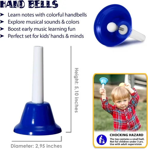 Miniatura 4 de MINIARTIS Campanas de Mano para Niños Juguetes Musicales Educativos para Niños Pequeños Juego de Campanas de Mano Coloridas de 8 Notas