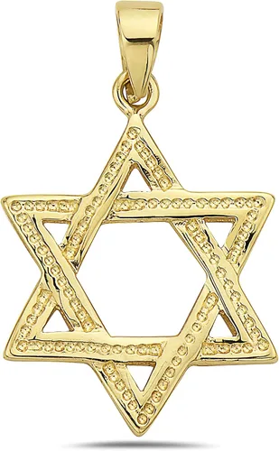 PORI JEWELERS Colgante hexagonal de oro amarillo de 14 quilates con diseño de estrella de David, joyería fina, el mejor regalo de bendición para