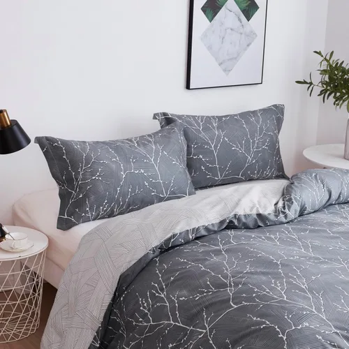 Miniatura 4 de OAITE - Juego de funda de edredón de 100% algodón con patrón floral, juego de ropa de cama suave que incluye 3 piezas