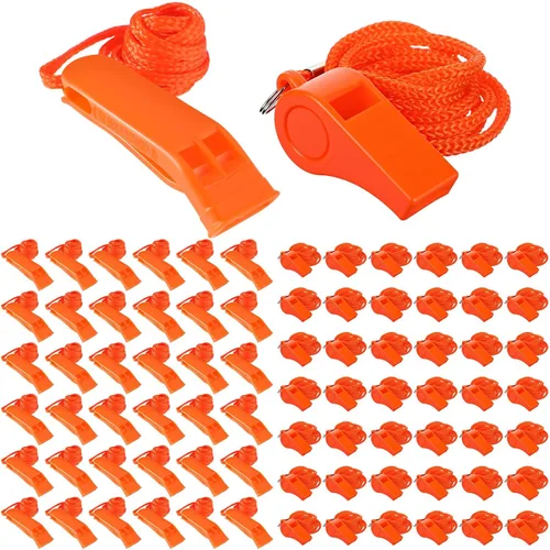 Miniatura 8 de 100 Piezas de Silbatos de Emergencia con Cordón Silbatos de Seguridad y Supervivencia Sonido Fuerte para Seguridad, Camping, Senderismo, Navegación