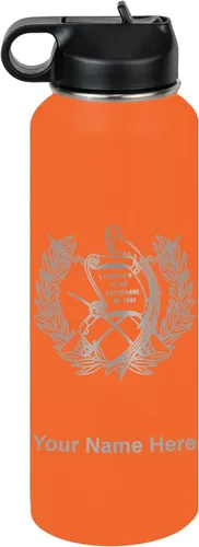 Miniatura 37 de LaserGram Botella de agua personalizada, bandera de Guatemala, acero inoxidable de doble pared aislada al vacío con popote superior, regalo grabado