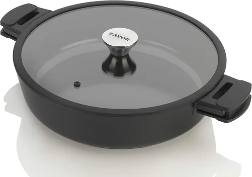 ZAVOR Noir - Sartén para saltear de 6 cuartos de galón, aluminio fundido de alta calidad con revestimiento de cerámica antiadherente a base de