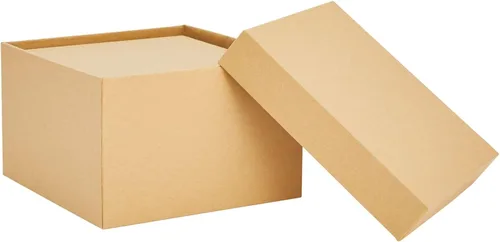 Miniatura 4 de Stockroom Plus Cajas anidables cuadradas con tapas, color marrón kraft, cartón, paquete de 4, 6.5-3.5 pulgadas, cajas de regalo de cartón para Kraft