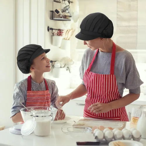 Miniatura 7 de Hicarer 16 sombreros de chef para mujer, redes para el pelo, cocina, cocina, gorra de chef ajustable, gorra de trabajo elástica para mujeres