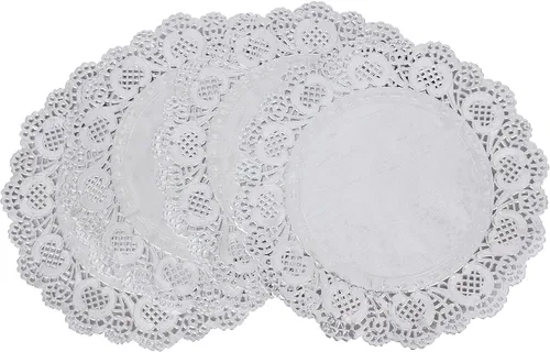 Miniatura 10 de 100 manteles individuales redondos de 12 pulgadas con encaje dorado para pasteles, manualidades, fiestas, bodas, decoración de vajilla, 100