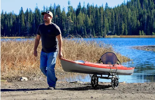 Miniatura 7 de Suspenz Carro de transporte de canoa para kayak, carrito de transporte todoterreno con ruedas sin aire y soporte no planas, capacidad de carga