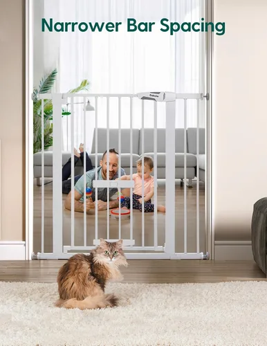 Miniatura 5 de BABELIO Puerta de bebé extra alta de 36 pulgadas con puerta para gatos, puerta de metal para perros de 29 a 40 pulgadas, puerta para gatos
