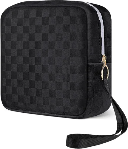 Miniatura 10 de Likesing Mini bolsa de maquillaje de 5.3 pulgadas para bolso, pequeña bolsa de maquillaje a cuadros para cosméticos de viaje para mujeres y niñas